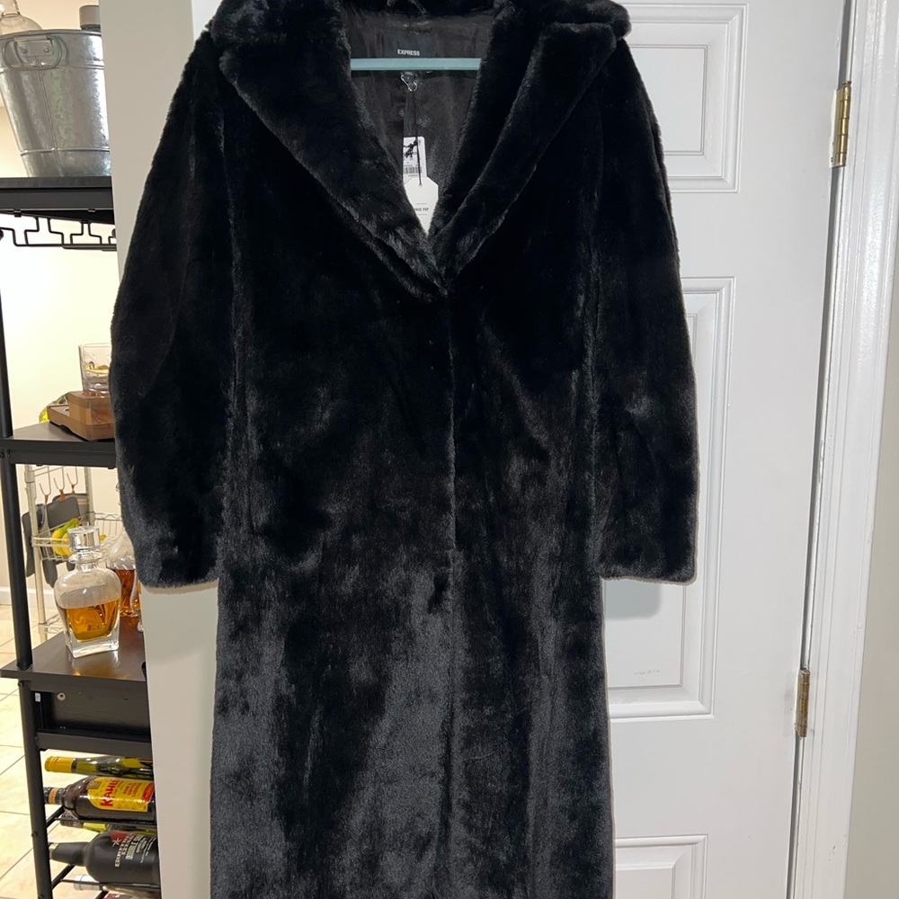 Express Black Faux Fur Jacket